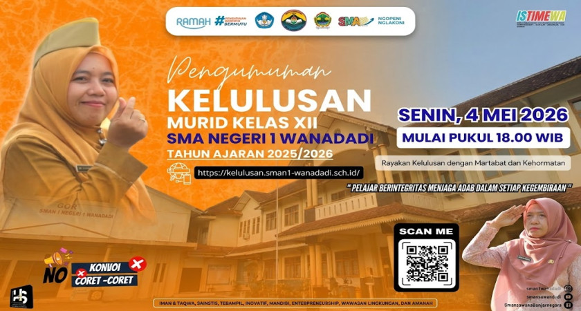 Pengumuman Kelulusan Kelas XII SMAN 1 Wanadadi Tahun Pelajaran 2025/2026